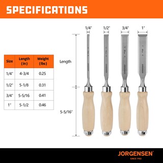 Foto 7 | Foto 7 | Juego De Cinceles Para Madera Jorgensen Acero Aleado Con Cromo 4 Piezas - Venta Internacional.