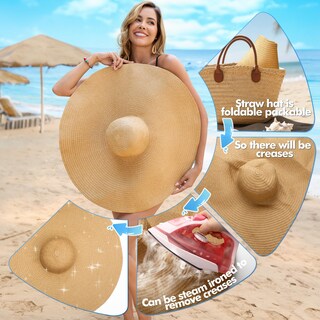 Foto 4 | Foto 4 | Gorro De Playa Ya Belt De Ala Ancha De Gran Tamaño De Paja Upf 50+ Color Caqui - Venta Internacional.