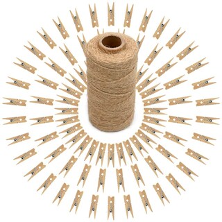 Foto 1 | Foto 1 | Pinzas Para Ropa Jijacraft 100 Unidades Con Cuerda De 3 5 Cm Y 100 M De Hilo De Yute - Venta Internacional.