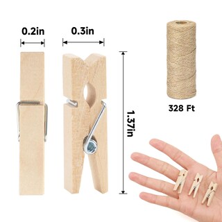 Foto 2 | Foto 2 | Pinzas Para Ropa Jijacraft 100 Unidades Con Cuerda De 3 5 Cm Y 100 M De Hilo De Yute - Venta Internacional.