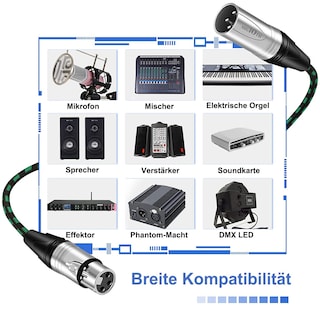 Foto 5 | Foto 5 | Cable De Micrófono Xlr Pro Augioth Macho A Hembra 3 Pines Azul 6 M - Venta Internacional.