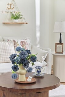 Foto 3 | Foto 3 | Set De Flores Artificiales Tinge Time Con Rosas Azules Empolvadas Con Tallos - Venta Internacional.
