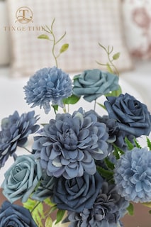 Foto 4 | Foto 4 | Set De Flores Artificiales Tinge Time Con Rosas Azules Empolvadas Con Tallos - Venta Internacional.