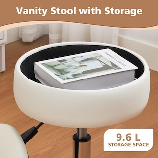 Foto 4 | Foto 4 | Taburete De Tocador Rucuken Ajustable Con Almacenamiento Blanco - Venta Internacional.