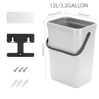 Foto 6 | Foto 6 | Bote De Basura Colgante Stonespace De 12 L/3.2 Galones Con Tapa Blanca 1 Paquete - Venta Internacional.