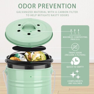 Foto 2 | Foto 2 | Cubo De Abono Para Encimera De Cocina Vipush Pequeño Con Tapa Color Verde - Venta Internacional.