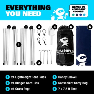 Foto 3 | Foto 3 | Carpa De Playa Sun Ninja Plegable Upf50+ Color Azul Real - Venta Internacional.