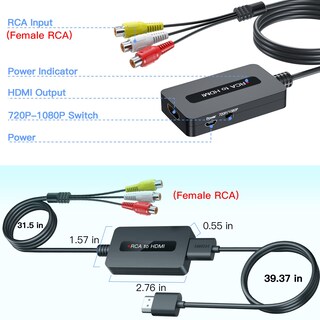 Foto 5 | Foto 5 | Convertidor Rca A Hdmi Tixilinbi Hembra Con Cables Hdmi Y Rca - Venta Internacional.