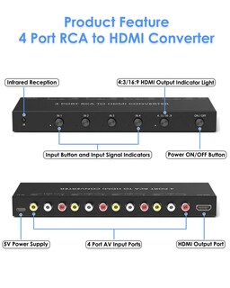 Foto 5 | Foto 5 | Convertidor Rca A Hdmi Osetub De 4 Puertos Con Tecnología De Actualización - Venta Internacional.