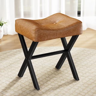 Foto 1 | Foto 1 | Taburete Memobarco De Piel  46 Cm  Con Patas En X De Metal  Color Marrón - Venta Internacional.