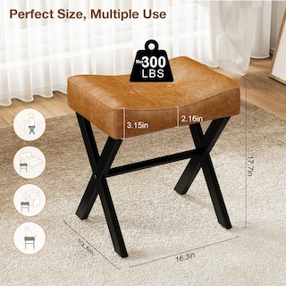 Foto 2 | Foto 2 | Taburete Memobarco De Piel  46 Cm  Con Patas En X De Metal  Color Marrón - Venta Internacional.