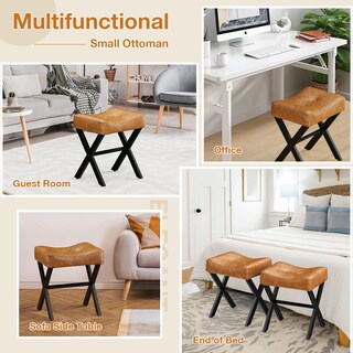 Foto 6 | Foto 6 | Taburete Memobarco De Piel  46 Cm  Con Patas En X De Metal  Color Marrón - Venta Internacional.