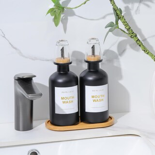 Foto 5 | Foto 5 | Set Dispensador De Enjuague Bucal Bonlong Glass 350 Ml Con Vaso Y Bandeja 2 Unidades - Venta Internacional.