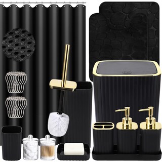 Foto 1 | Foto 1 | Set De Baño Xlhomo Negro Con Cortina De Ducha Alfombras Y 25 Piezas - Venta Internacional.