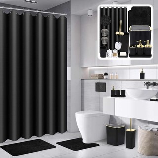 Foto 3 | Foto 3 | Set De Baño Xlhomo Negro Con Cortina De Ducha Alfombras Y 25 Piezas - Venta Internacional.