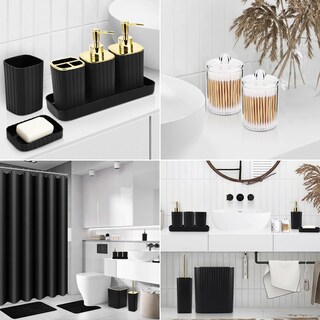 Foto 5 | Foto 5 | Set De Baño Xlhomo Negro Con Cortina De Ducha Alfombras Y 25 Piezas - Venta Internacional.