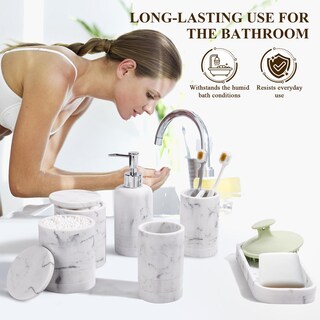 Foto 4 | Foto 4 | Juego De Accesorios De Baño Ymxyjm De 6 Piezas Mármol Blanco - Venta Internacional.