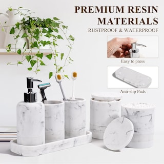 Foto 5 | Foto 5 | Juego De Accesorios De Baño Ymxyjm De 6 Piezas Mármol Blanco - Venta Internacional.