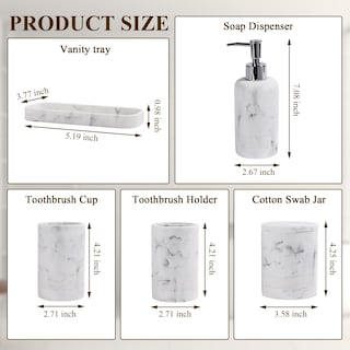 Foto 7 | Foto 7 | Juego De Accesorios De Baño Ymxyjm De 6 Piezas Mármol Blanco - Venta Internacional.