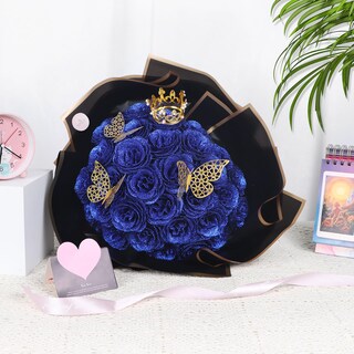 Foto 1 | Foto 1 | Bouquet Artificial Seebeellar Con Purpurina De Rosas Azules X25 - Venta Internacional.