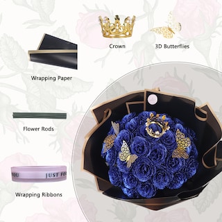Foto 3 | Foto 3 | Bouquet Artificial Seebeellar Con Purpurina De Rosas Azules X25 - Venta Internacional.