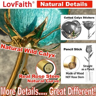 Foto 4 | Foto 4 | Lovfaith Rosa Auténtica Bañada En Oro De 24 Quilates Con Soporte De Cristal - Venta Internacional.