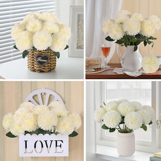 Foto 5 | Foto 5 | Flores Artificiales De Crisantemos Hananona 12 Unidades Blancas - Venta Internacional.