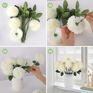 Foto 7 | Foto 7 | Flores Artificiales De Crisantemos Hananona 12 Unidades Blancas - Venta Internacional.