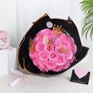 Foto 1 | Foto 1 | Bouquet Artificial Seebeellar Con Purpurina 25 Rosas Rosadas - Venta Internacional.
