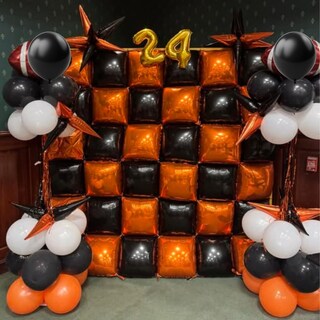 Foto 3 | Foto 3 | Globo De Pared Saxuxu Cuadrado Naranja Y Negro De 48 Cm - Venta Internacional.