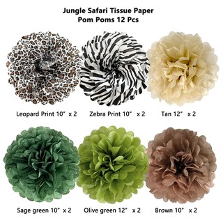 Foto 2 | Foto 2 | Pompones De Papel De Seda Ansomo Jungle Safari Para Decoración De Fiesta - Venta Internacional.