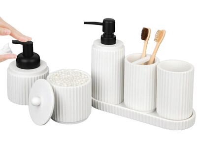 Foto 1 | Foto 1 | Set De Accesorios De Baño Deobath 6 Unidades Poliresina Blanca - Venta Internacional.