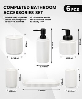 Foto 7 | Foto 7 | Set De Accesorios De Baño Deobath 6 Unidades Poliresina Blanca - Venta Internacional.