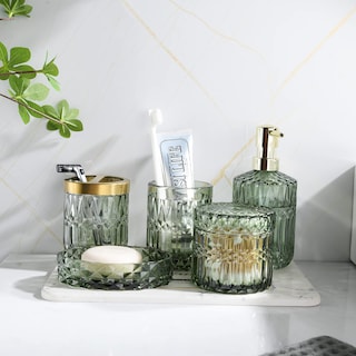 Foto 4 | Foto 4 | Set De Accesorios De Baño Lamarriti Green Glass 5 Piezas - Venta Internacional.