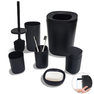 Foto 1 | Foto 1 | Juego De Accesorios De Baño D&onehos 6 Piezas Negro Con Papelera - Venta Internacional.