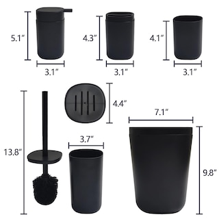Foto 6 | Foto 6 | Juego De Accesorios De Baño D&onehos 6 Piezas Negro Con Papelera - Venta Internacional.