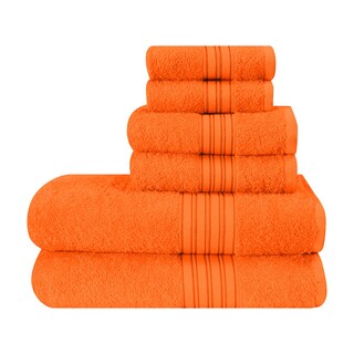 Foto 1 | Foto 1 | Juego De Toallas Boutiquo Paquete De 6 Paños De Algodón Para Baño Y Manos Color Naranja - Venta Internacional.