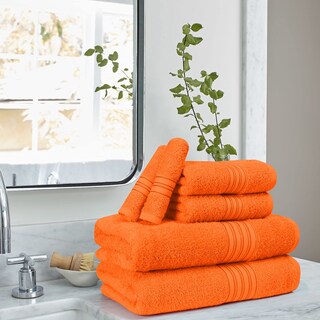 Foto 3 | Foto 3 | Juego De Toallas Boutiquo Paquete De 6 Paños De Algodón Para Baño Y Manos Color Naranja - Venta Internacional.