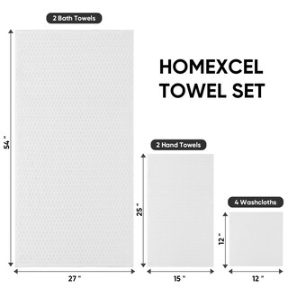 Foto 4 | Foto 4 | Juego De Toallas De Baño Homexcel De Microfibra De 8 Piezas (blanco) - Venta Internacional.