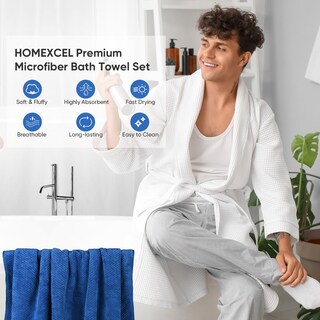 Foto 3 | Foto 3 | Juego De Toallas De Baño Homexcel 4 Unidades Microfibra 75 X 150 Cm Color Azul - Venta Internacional.