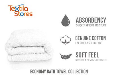 Foto 3 | Foto 3 | Toallas De Baño Textila Basic  Tamaño Mediano  60 X 120 Cm  6 Unidades  Algodón Blanco - Venta Internacional.