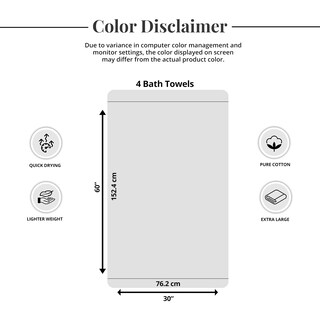 Foto 6 | Foto 6 | Toallas De Baño Tens Toallas Extra Grandes 100% Algodón 76 X 152 Cm Paquete De 4 - Venta Internacional.