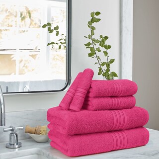 Foto 3 | Foto 3 | Juego De Toallas Boutiquo Paquete De 6 Paños De Algodón Para Baño Y Manos Color Rosa Intenso - Venta Internacional.