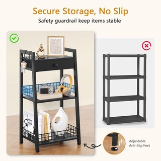 Foto 2 | Foto 2 | Estante De Escalera De Baño Gewudraw De 3 Niveles Con Cajón Negro - Venta Internacional.