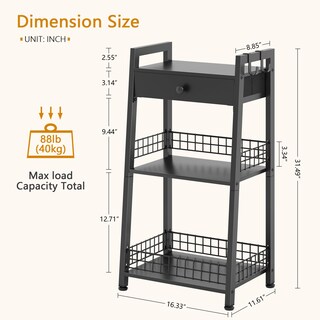 Foto 4 | Foto 4 | Estante De Escalera De Baño Gewudraw De 3 Niveles Con Cajón Negro - Venta Internacional.