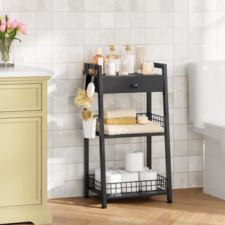 Foto 6 | Foto 6 | Estante De Escalera De Baño Gewudraw De 3 Niveles Con Cajón Negro - Venta Internacional.