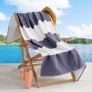 Foto 1 | Foto 1 | Toalla De Playa Loon & Lake Luxury Block Stripe 100% Algodón - Venta Internacional.