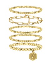 Pulsera Con Cuentas Doradas Chapadas En Oro Auténtico De 14 Quilates Para Mujer - Venta Internacional.