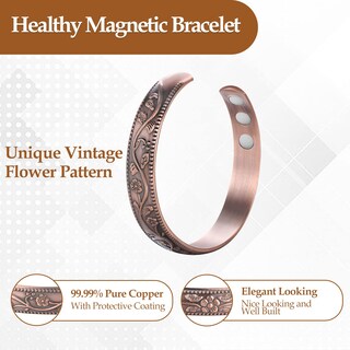 Foto 7 | Foto 7 | Pulseras Magnéticas De Cobre Jecanori Vintage Flower Con Una Pureza Del 99 99% - Venta Internacional.
