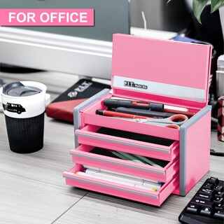 Foto 3 | Foto 3 | Caja De Herramientas P.i.t. Mini Portátil 3 Cajones Acero Apilable Rosa - Venta Internacional.